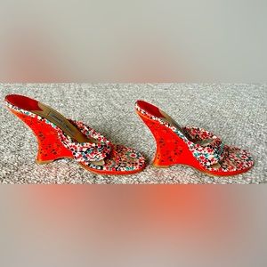 Jimmy Choo orange wedge sandals size 38.5 (8.5 US)